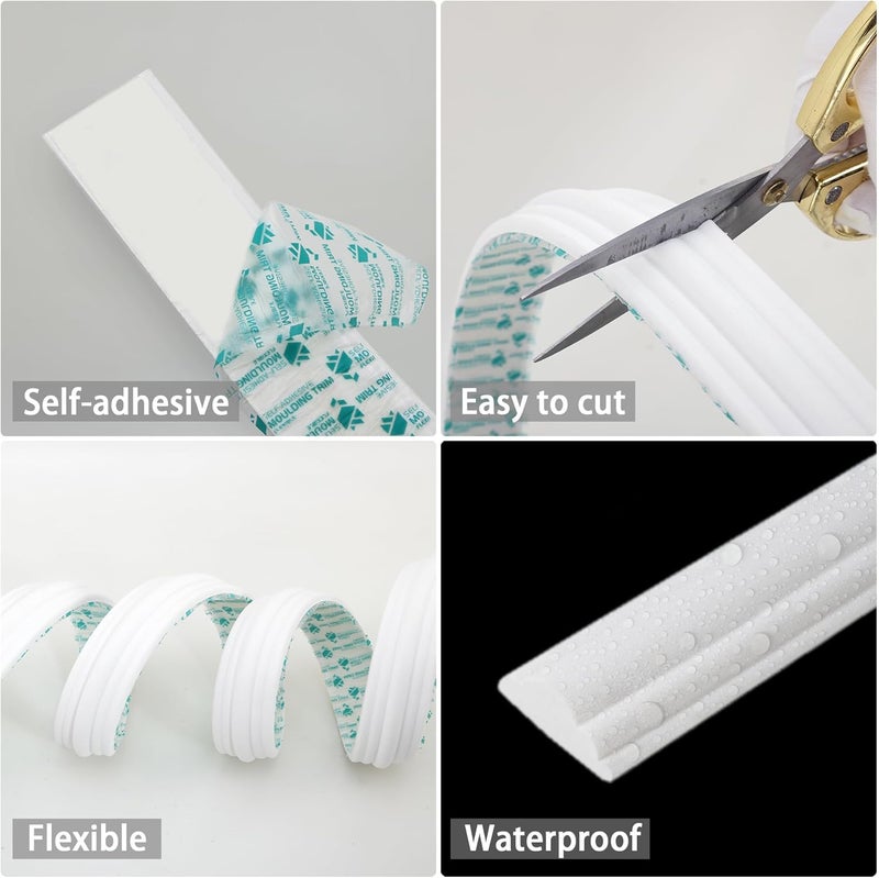 Trimold 196.8" x 0.9" Lightweight Peel and Stick Chair Rail Molding, Flexible Accent Wall Trim for Home Decoration & Protection - Image 4